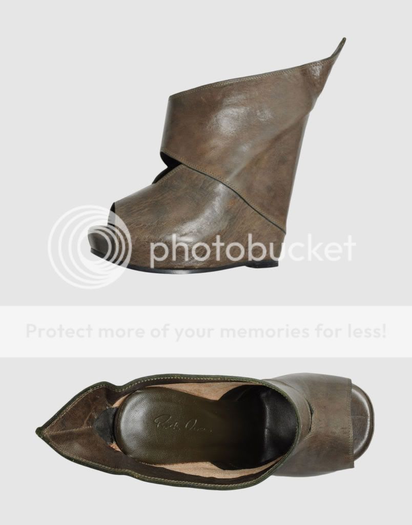 1300 Runway RICK OWENS Open Toe Leather Wedge Booties Shoe Sandal sz 