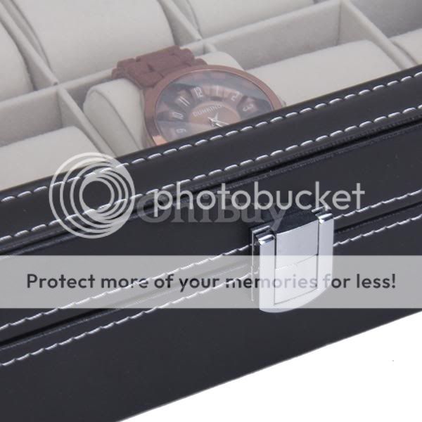   Leather Watch Storage Box Display Case Jewelry Storage Organizer BLK