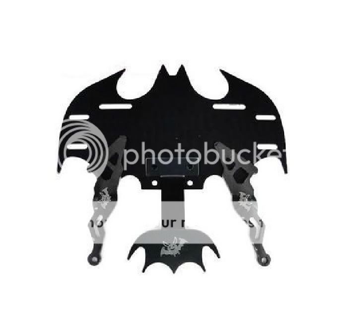 Ml Bat Batman Universal Chrome Motorcycle License Plate Frame Black