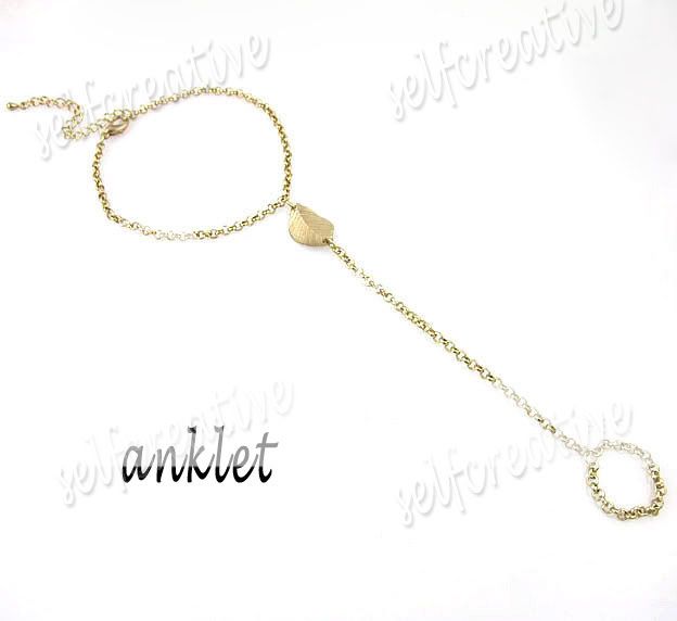 Barefoot Sandal Leaf Linked Chain Anklet Foot Jewelry