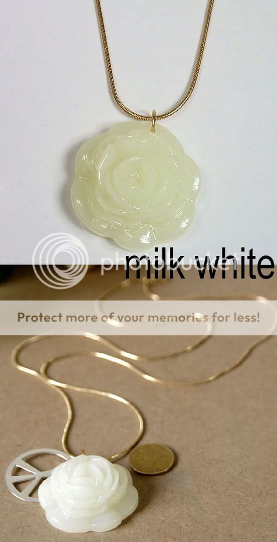 Glossy Resin Rose Flower Pendant Long Necklace 5 COLORS  