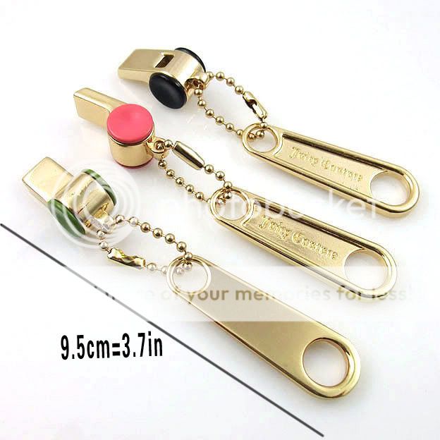 Gold Tone Whistle Zipper Puller Charm Pendant 3 Colors  