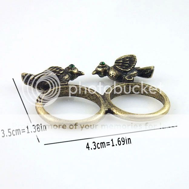 Bronze Two Birds 2 Double Finger Ring Sz 6+7, NO STONE  